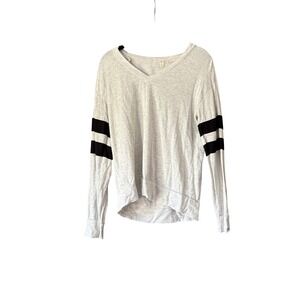 Nine‎ Britton Women's V-Neck Long Sleeve Top Gray with Black Stripes Size S